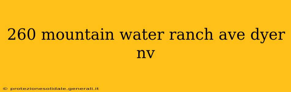 260 mountain water ranch ave dyer nv