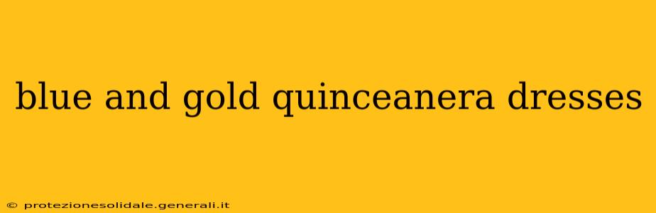 blue and gold quinceanera dresses