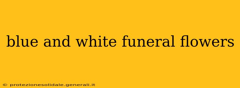 blue and white funeral flowers