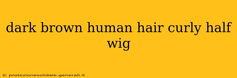 dark brown human hair curly half wig
