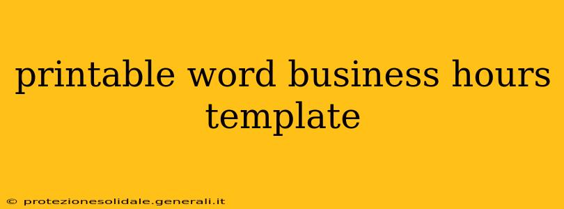 printable word business hours template