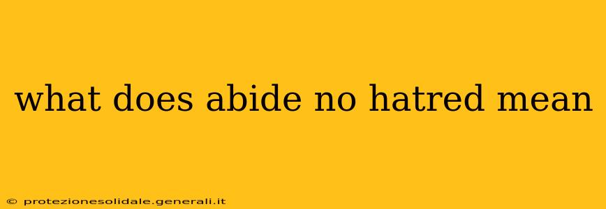 what does abide no hatred mean